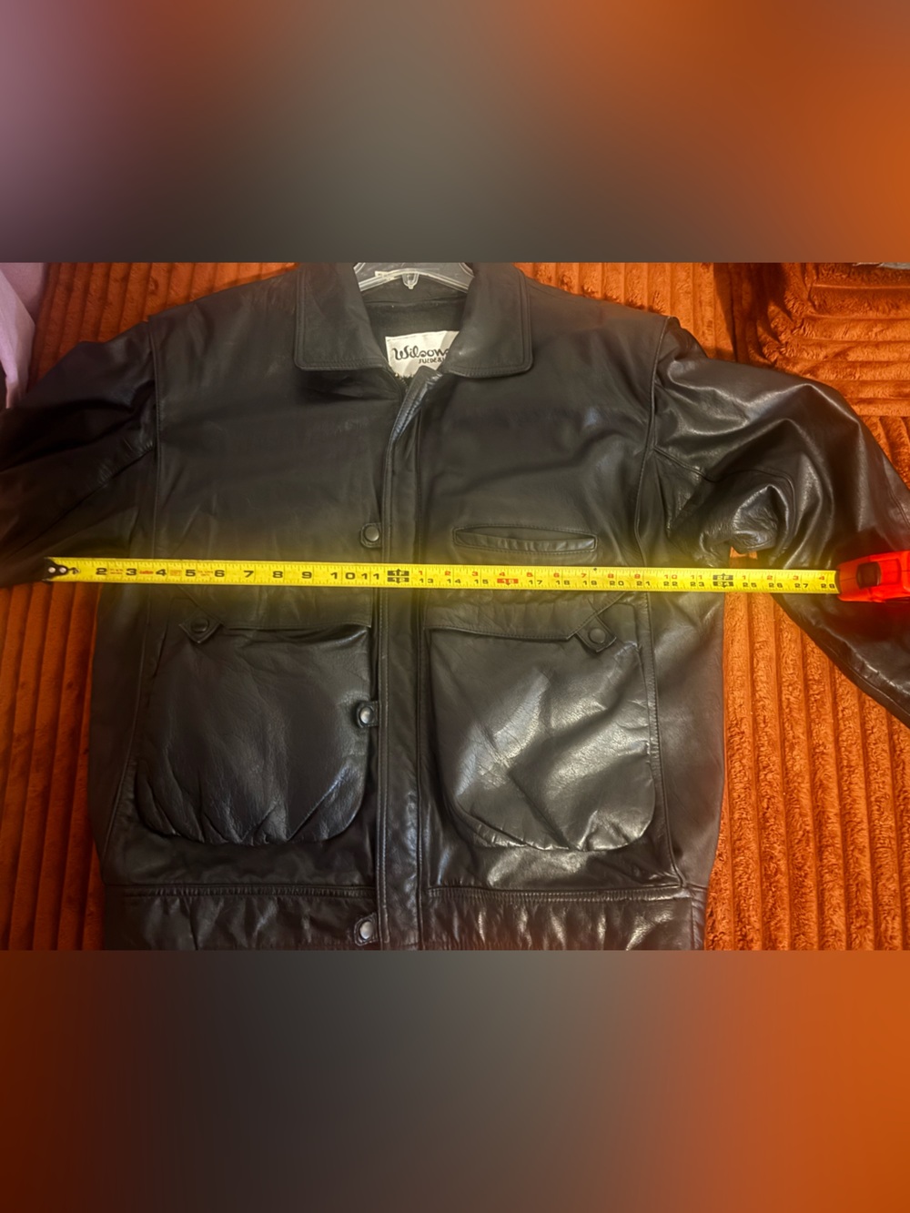 Wilsons Leather Black Bomber Jacket with Flap Pockets